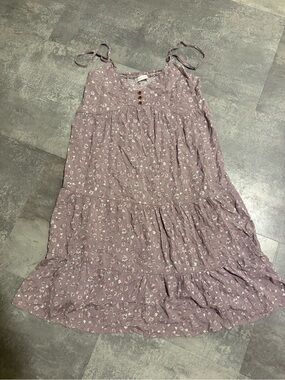 Light purple Floral Tiered Mini Dress with adjustable straps
